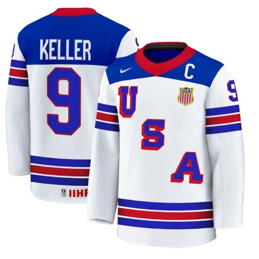 Clayton Keller Jersey #9 USA Hockey 2025 Premium Stitched Home