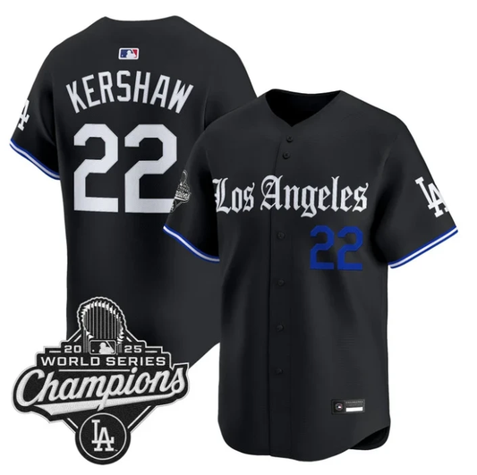 Clayton Kershaw Jersey #22 Los Angeles Dodgers Gothic Edition Premier Stitched