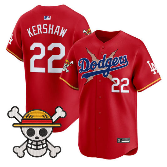 Clayton Kershaw Jersey #22 Los Angeles Dodgers One Piece 2025 Stitched Red