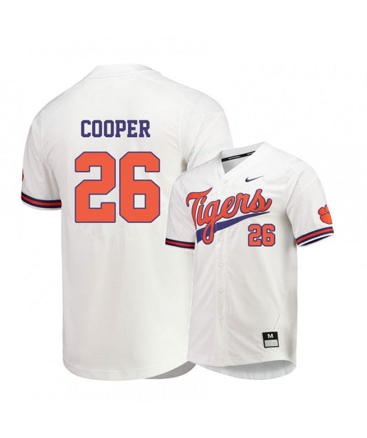 Clemson Tigers 26 Matt Cooper White Elite College Baseball Jersey