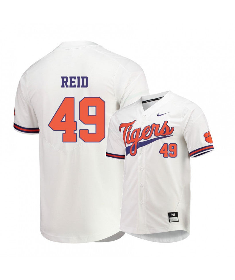 Clemson Tigers 49 Regan Reid White Elite College Baseball Jersey