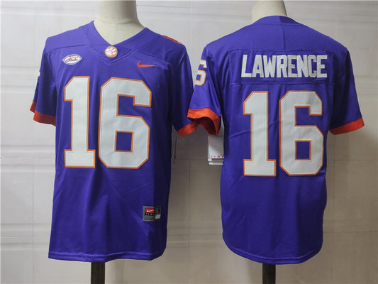 Clemson Tigers #16 Trevor Lawrence College Football Jersey Purple