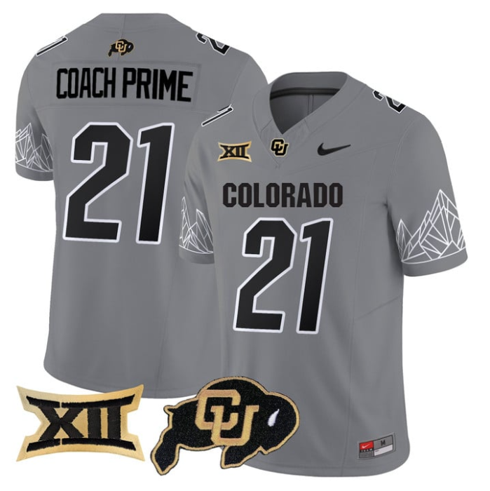 Coach Prime Jersey #21 Colorado Buffaloes 2025 Limited V2 Stitched Gray