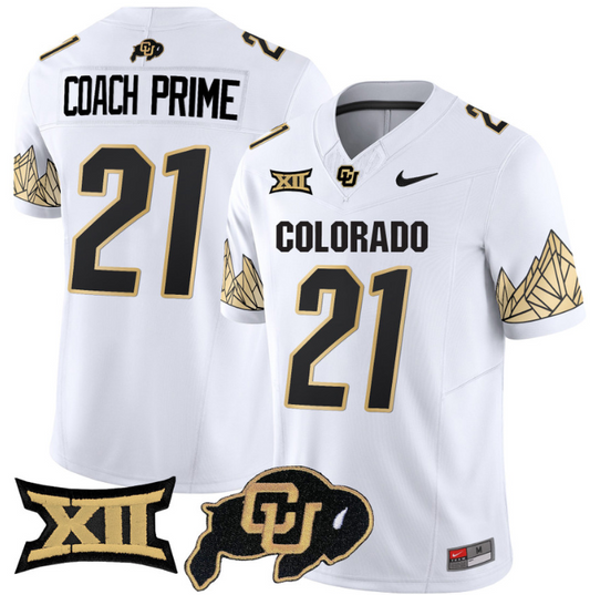 Coach Prime Jersey #21 Colorado Buffaloes Vapor Limited Football White