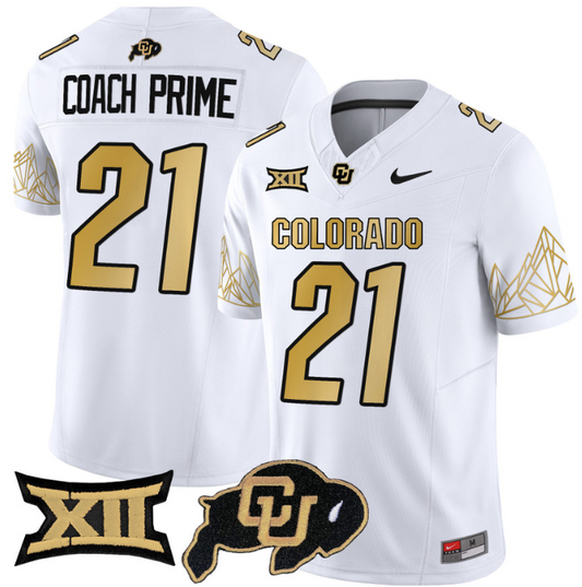 Coach Prime Jersey #21 Colorado Buffaloes Vapor Limited Football White Limited
