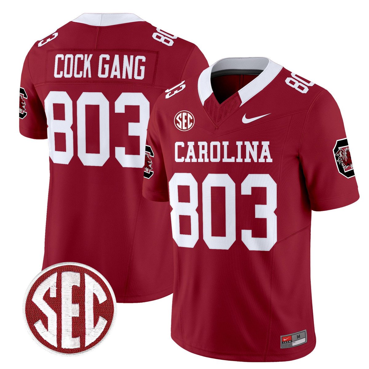Cock Gang Jersey #803 Carolina 1980 Throwback Rebrand 2026 Stitched Garnet