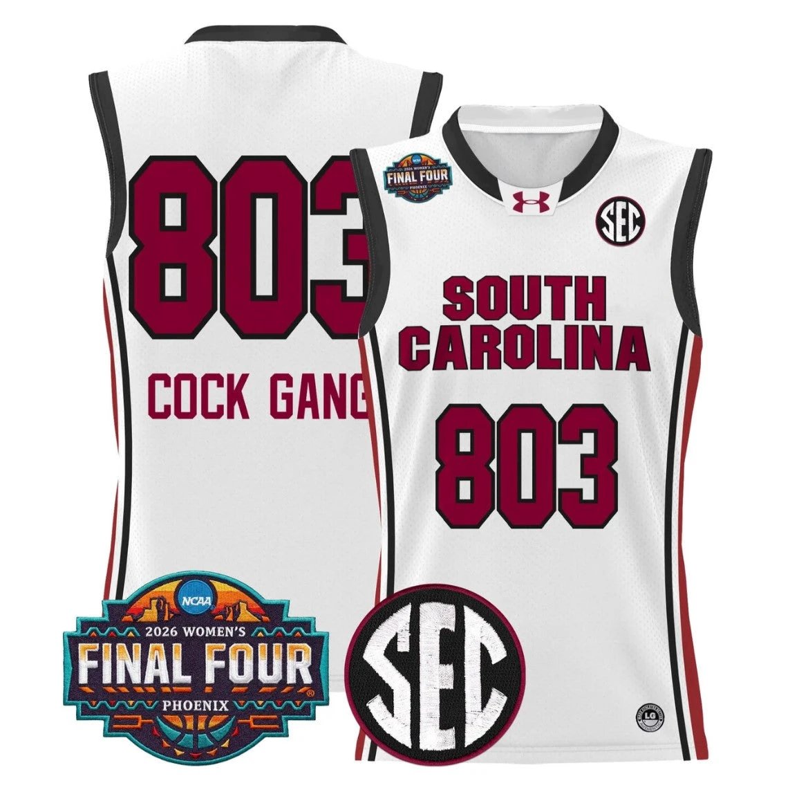 Cock Gang Jersey #803 South Carolina 2026 Final Four Stitched White