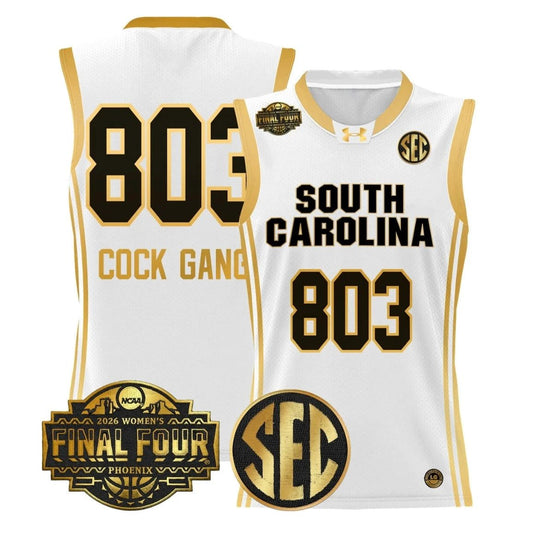 Cock Gang Jersey #803 South Carolina 2026 Final Four Stitched White Gold