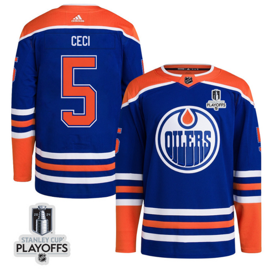 Cody Ceci 5 Edmonton Oilers 2024 NHL Playoffs Patch Home Jersey - Men