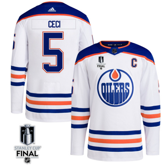 Cody Ceci 5 Edmonton Oilers 2024 STANLEY CUP Final Away Jersey Men, White