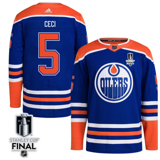 Cody Ceci 5 Edmonton Oilers 2024 STANLEY CUP Final Home Primegreen Jersey Men, Royal