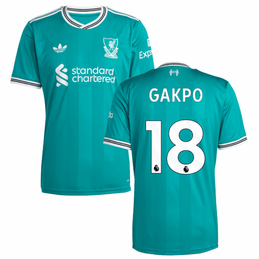 Cody Gakpo 18 Liverpool 2025-26 Third Match Jersey – Aqua