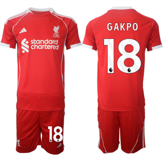 Cody Gakpo Jersey #18 Liverpool Red Home 2025 Soccer Suit