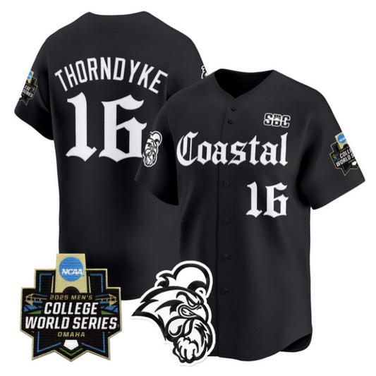 Colby Thorndyke Jersey #16 Coastal Carolina 2025 World Series Gothic Black