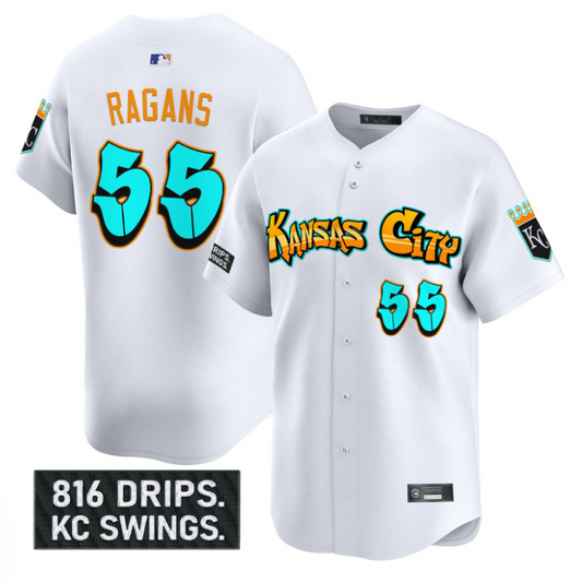 Cole Ragans Jersey #55 Kansas City Royals Graffiti Crown Drop Stitched White