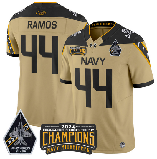 Colin Ramos Jersey #44 Navy Midshipmen 2024 Jolly Rogers Champions Gold