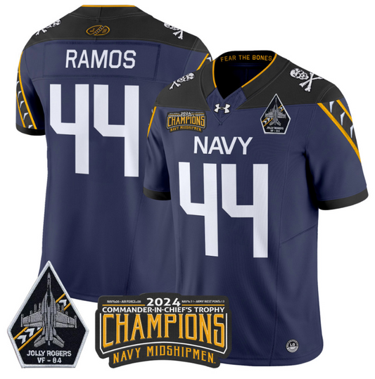 Colin Ramos Jersey #44 Navy Midshipmen 2024 Jolly Rogers Champions Navy