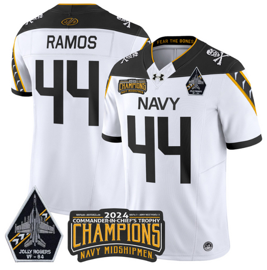 Colin Ramos Jersey #44 Navy Midshipmen 2024 Jolly Rogers Champions White