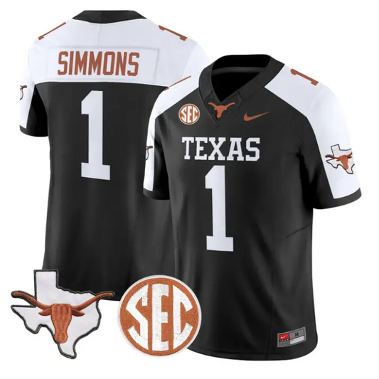 Colin Simmons Jersey #1 Texas Longhorns 2026 SEC Patch Stitched