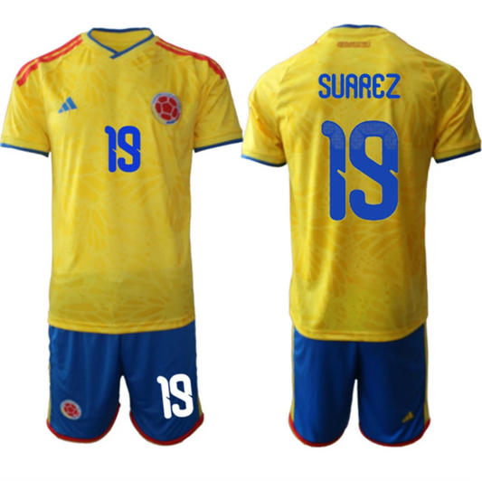 Colombia Team #19 Luis Suárez Yellow 2026 World Cup Home Soccer Jersey Suit