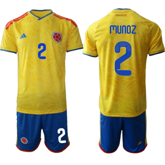 Colombia Team #2 Daniel Muñoz Yellow 2026 World Cup Home Soccer Jersey Suit