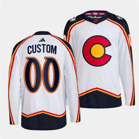 Colorado Avalanche Custom White 2022-23 Reverse Retro Stitched Jersey