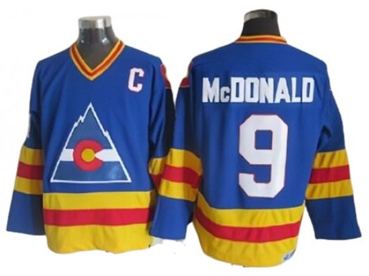 Colorado Avalanche #9 Lanny McDonald 1980 Vintage CCM Jersey - Blue