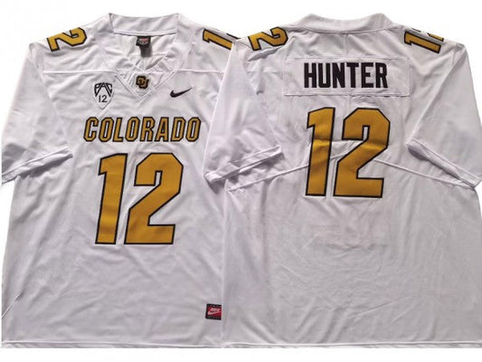 Colorado Buffaloes #12 Travis Hunter WhiteGold Football Jersey