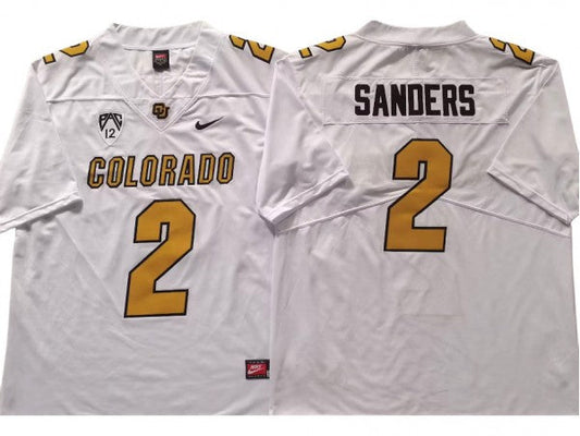 Colorado Buffaloes #2 Shedeur Sanders White.Gold Football Jersey