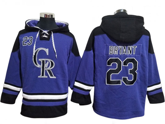 Colorado Rockies #19 Charlie Blackmon Purple Ageless Must-Have Lace-Up Pullover Hoodie