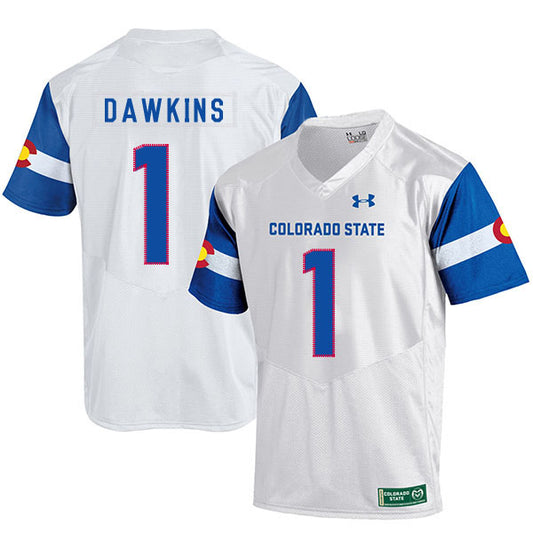 Colorado State Rams #1 Dalyn Dawkins NCAA Football Jersey White