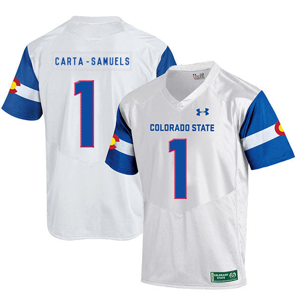 Colorado State Rams #1 KJ Carta-Samuels NCAA Football Jersey White