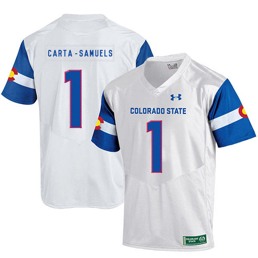 Colorado State Rams #1 KJ Carta-Samuels NCAA Football Jersey White