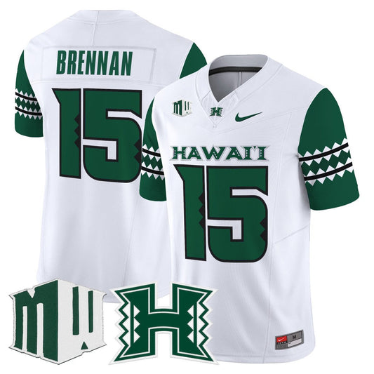 Colt Brennan Jersey #15 Hawai'i Rainbow Warriors 2025 Vapor Stitched White
