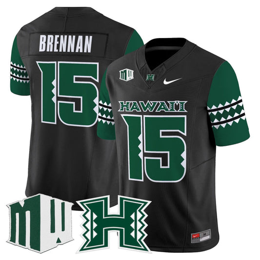 Colt Brennan Jersey #15 Hawai'i Rainbow Warriors 2025 Vapor Stitched Black