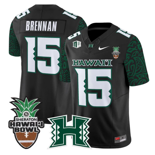 Colt Brennan Jersey #15 Hawai'i Rainbow 2025 Hawai'i Bowl Stitched Black Limited