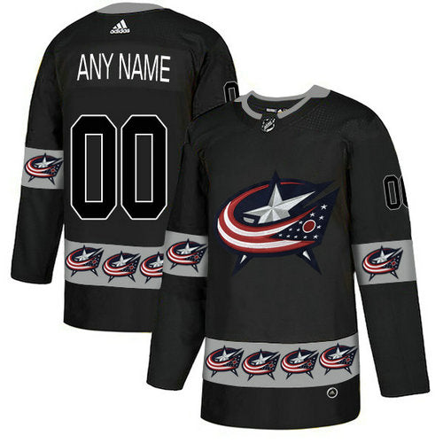Columbus Blue Jackets Custom Black Team Logos Fashion Jersey