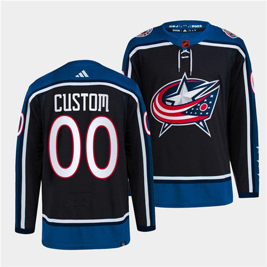 Columbus Blue Jackets Custom Navy 2022 Reverse Retro Stitched Jersey