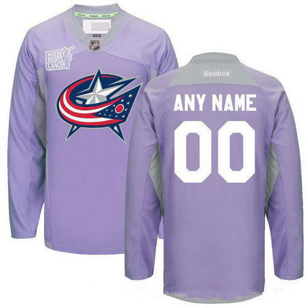 Columbus Blue Jackets Purple Pink Custom Reebok Hockey Fights Cancer Practice Jersey