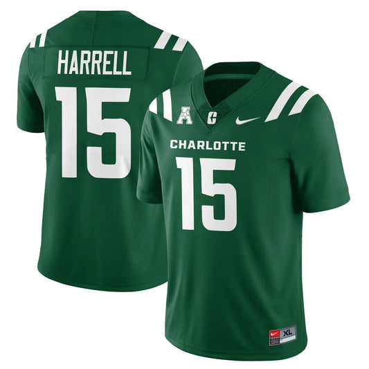 Conner Harrell Jersey #15 Charlotte 49ers Football 2025 Limited Stitched Green