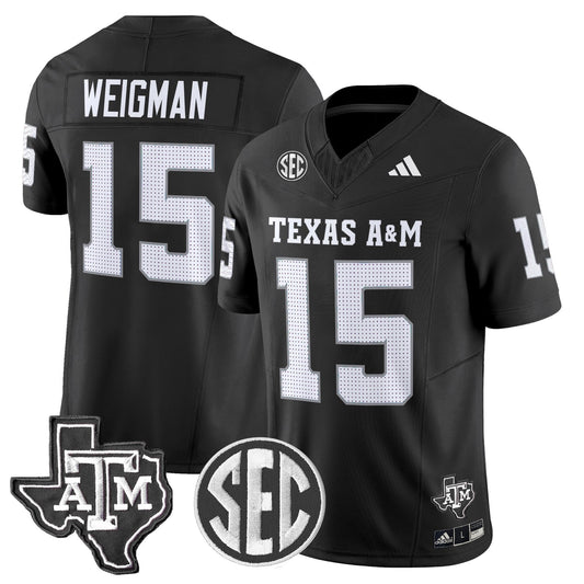 Conner Weigman Jersey #15 Texas A&M Aggies 2025 Vapor Stitched Black