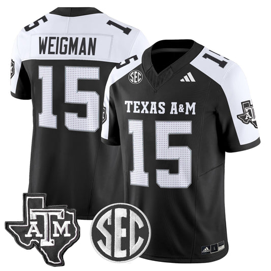 Conner Weigman Jersey #15 Texas A&M Aggies 2025 Vapor Stitched Black Alternate