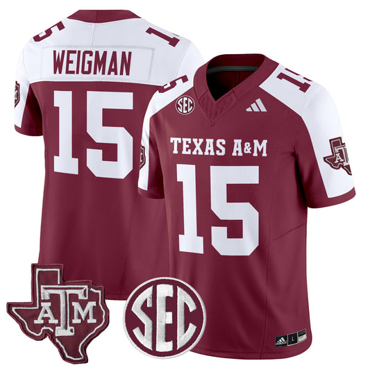 Conner Weigman Jersey #15 Texas A&M Aggies 2025 Vapor Stitched Maroon Alternate