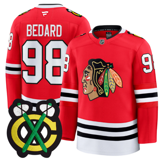 Connor Bedard Jersey #98 Chicago Blackhawks Premium All Stitched Red