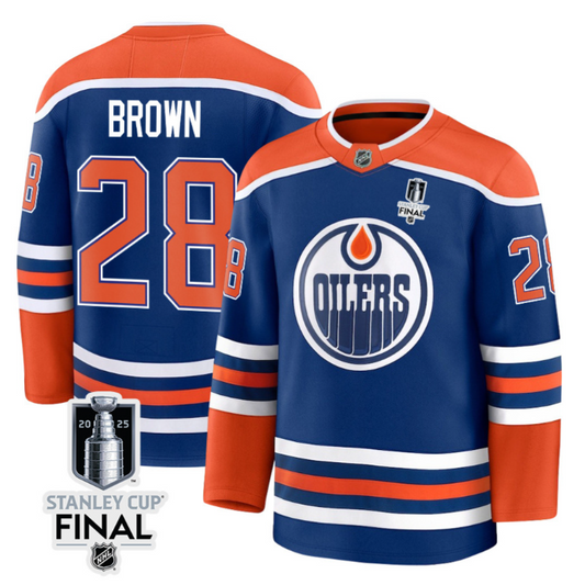 Connor Brown 28 Edmonton Oilers 2025 STANLEY CUP Final Patch Home Men Jersey Royal