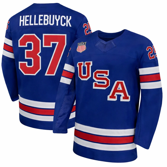 Connor Hellebuyck Jersey Team USA Winter Olympics 2026 Hockey Blue STITCHED