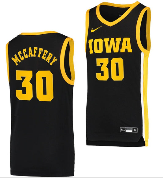 Connor McCaffery Jersey Iowa Hawkeyes College Basketball Black Swingman #30
