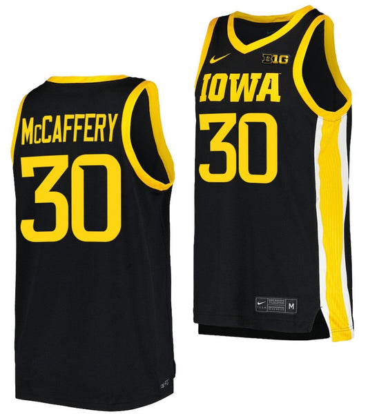 Connor McCaffery Jersey Iowa Hawkeyes College Basketball Black #30