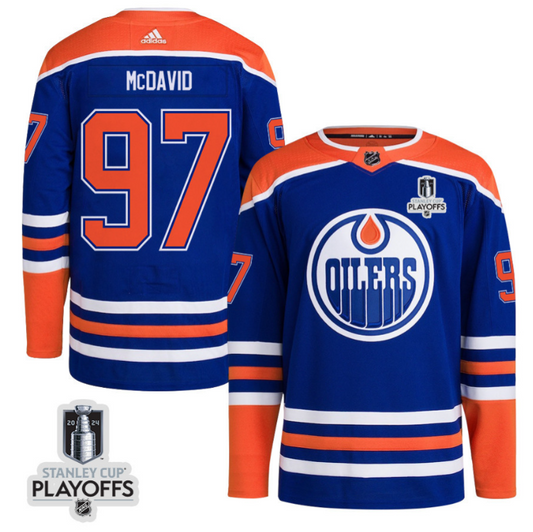 Connor McDavid 97 Edmonton Oilers 2024 NHL Playoffs Patch Home Jersey - Men