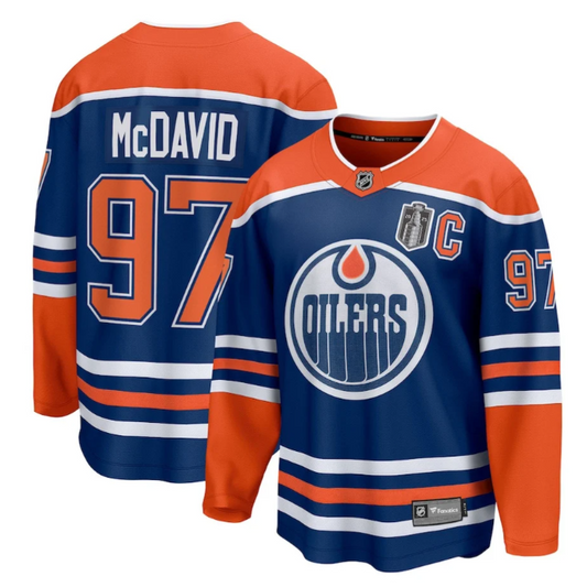 Connor McDavid 97 Edmonton Oilers 2025 Stanley Cup Final Home Breakaway Men Jersey Royal